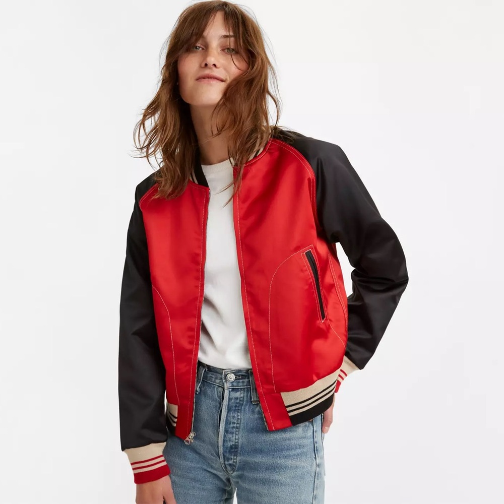 Red and Black Women's Bomber Jacket